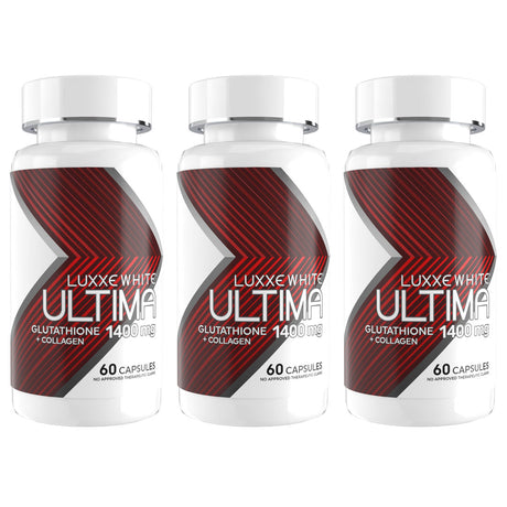 Luxxe White Ultima Glutathione + Collagen with Oral Sunblock and Oral Moisturizer 1400 mg 60 Capsules Supplement