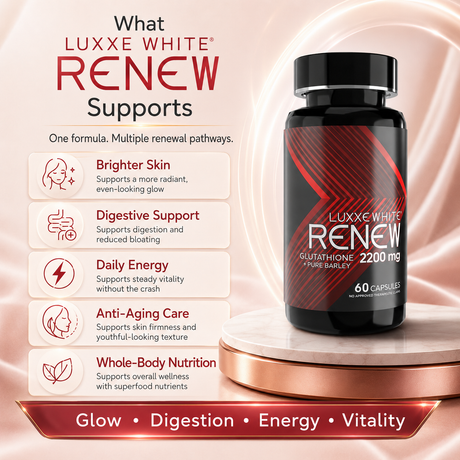 Luxxe White Renew: 8-in-1 Cellular Renewal System - Glutathione + Pure Barley + Collagen 2200mg