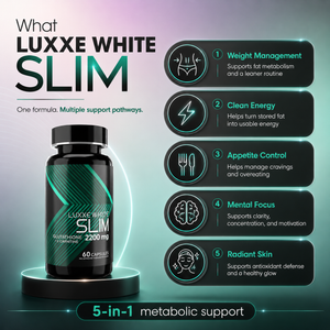 Luxxe White Slim: 5-in-1 Metabolic Transformation - Glutathione + L-Carnitine + Garcinia + Cordyceps + Lion's Mane 2200mg